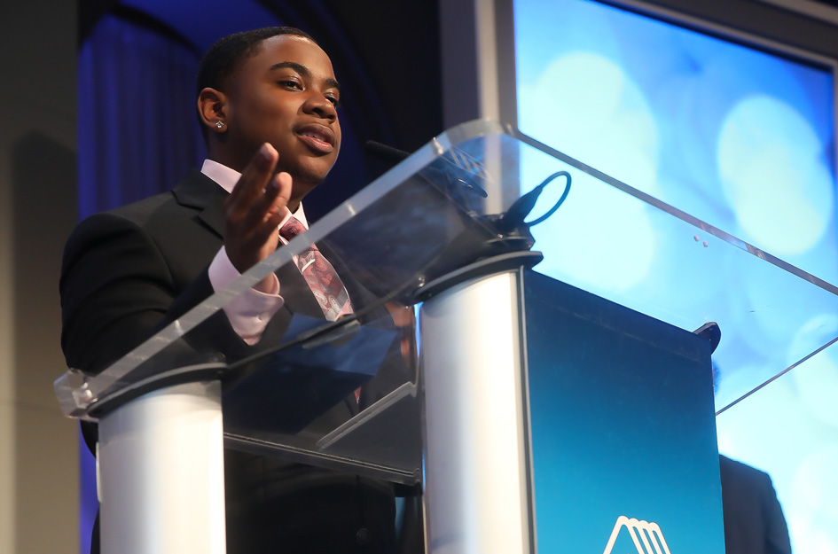 Malachi H. speaking at Youth of the Year event