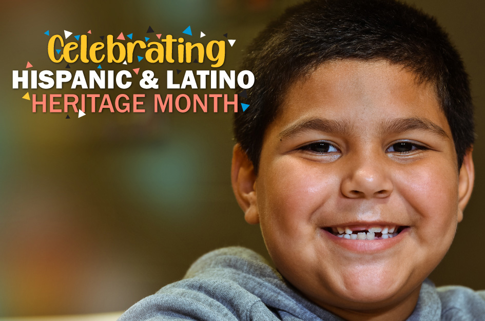 Celebrating Hispanic and Latino Heritage Month image with young boy