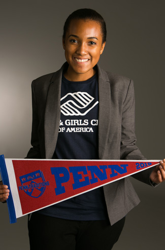 Whitney with Penn banner